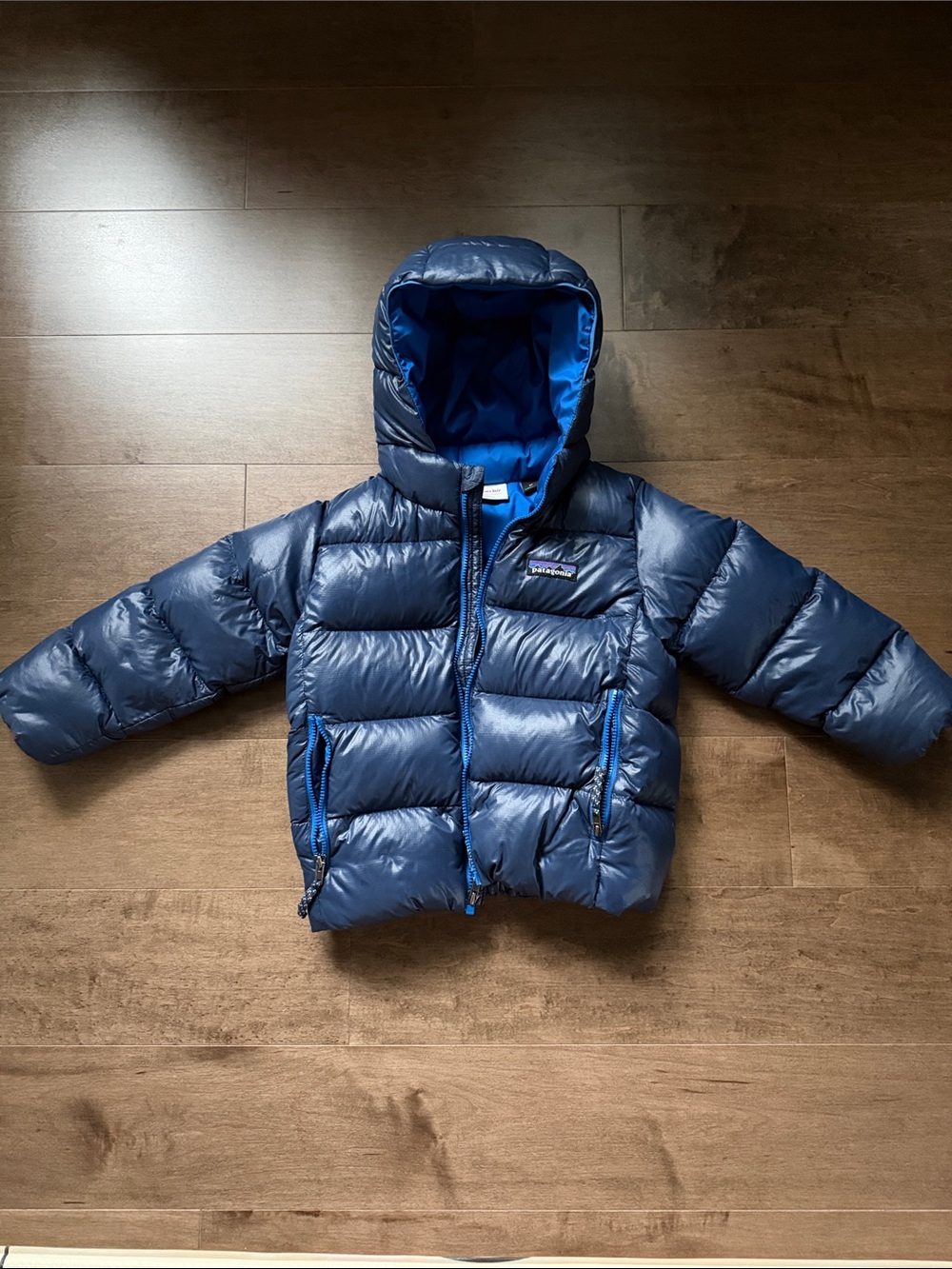 Patagonia Kids Navy Blue Hooded Puffer Jacket